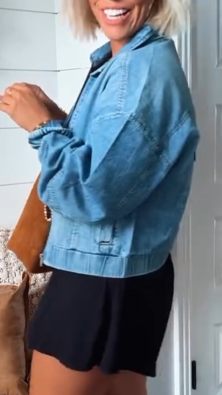 Valentinia - Giacca in Denim con Zip Senza Tempo