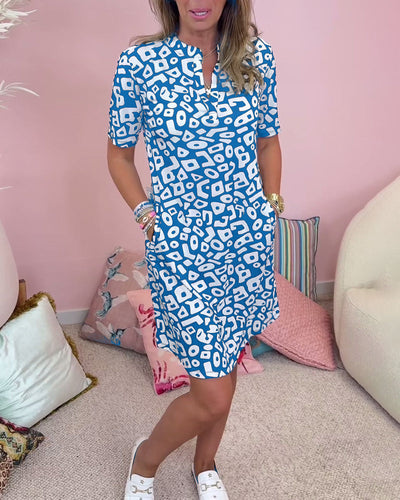 Donnia - Abito Stampato con Scollo a V