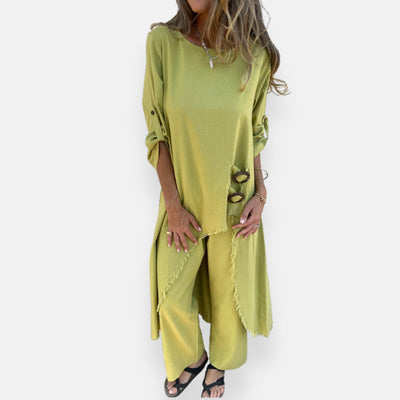 Lorenza – Abito lungo fluido con dettaglio a lacci