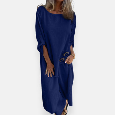 Lorenza – Abito lungo fluido con dettaglio a lacci