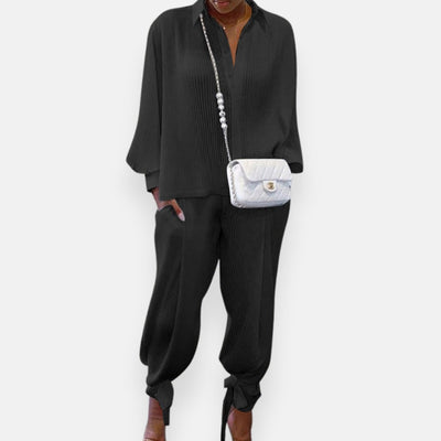 Beatrice – Completo fluido plissé bianco