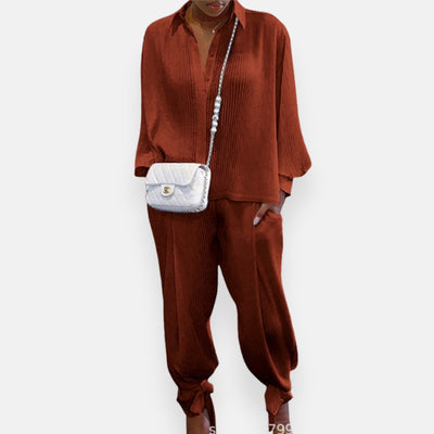 Beatrice – Completo fluido plissé bianco