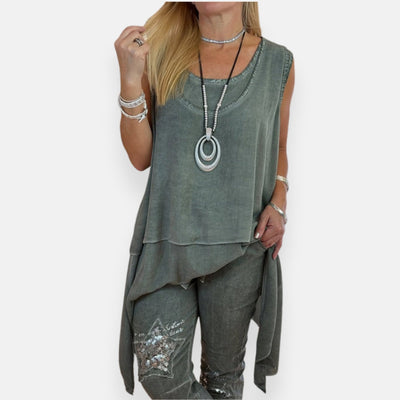 Olimpia – Top fluido a sovrapposizione elegante