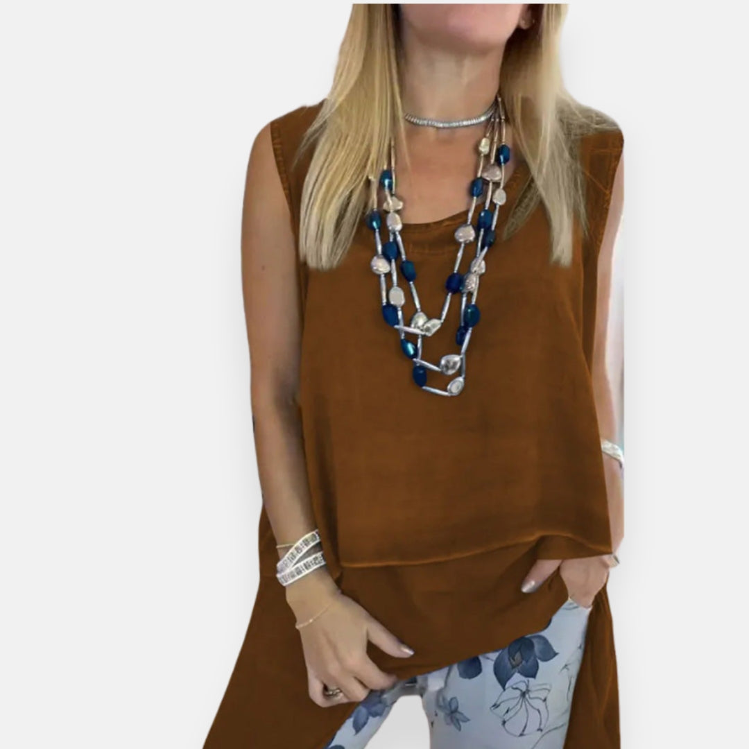 Olimpia – Top fluido a sovrapposizione elegante