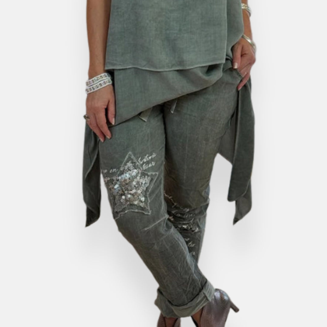 Natascia – Pantaloni casual con dettaglio stella