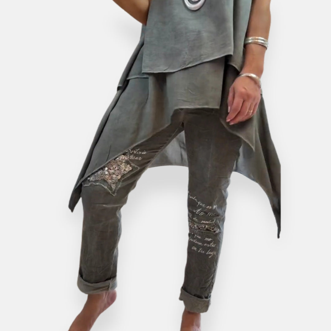 Natascia – Pantaloni casual con dettaglio stella