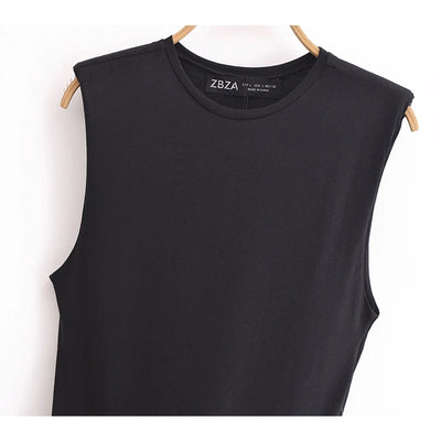 Clarinda – Abito smanicato bicolore con cintura