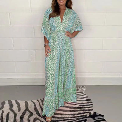 Thea – Elegante tuta con scollo a V e vita alta