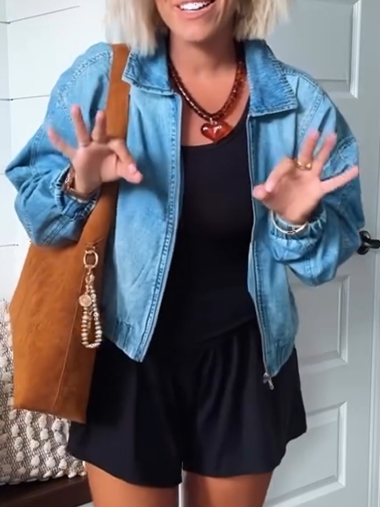 Valentinia - Giacca in Denim con Zip Senza Tempo