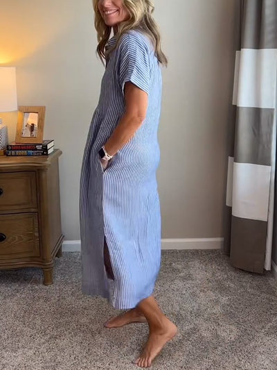 Celira – Abito chemisier a righe con abbottonatura