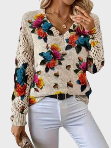 Avelora - Maglione lavorato a maglia con dettagli floreali 5