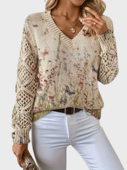 Avelora - Maglione lavorato a maglia con dettagli floreali 7