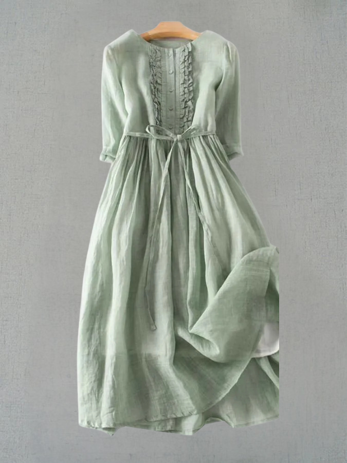 Bianca – Abito retrò con scollo tondo e cintura a lacci