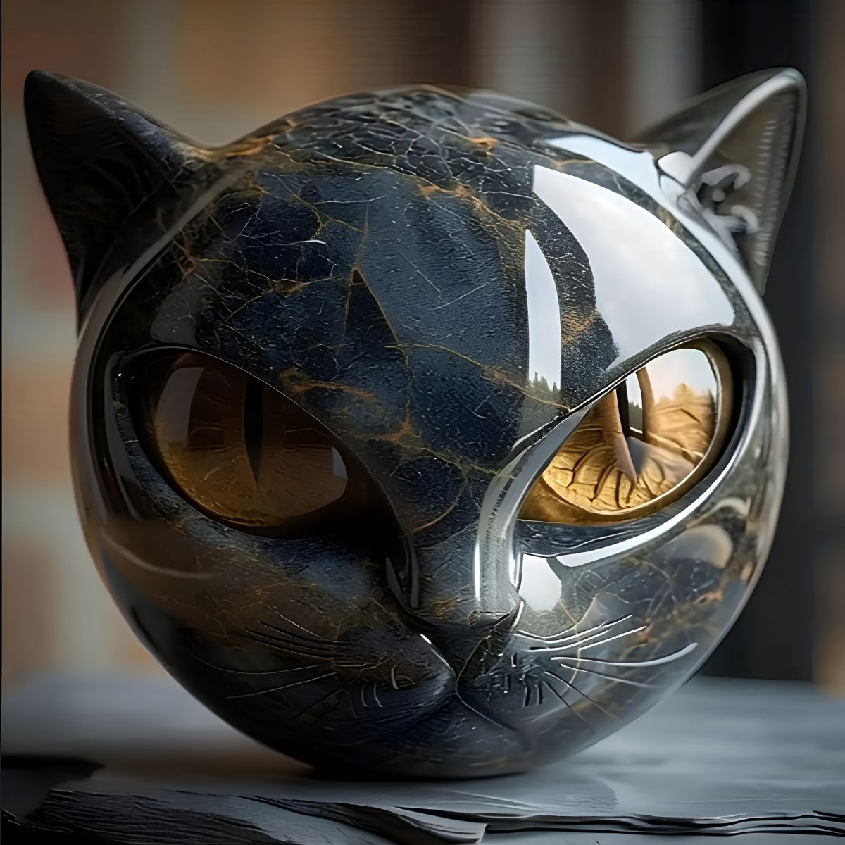 Sfinge – scultura decorativa di gatto nero