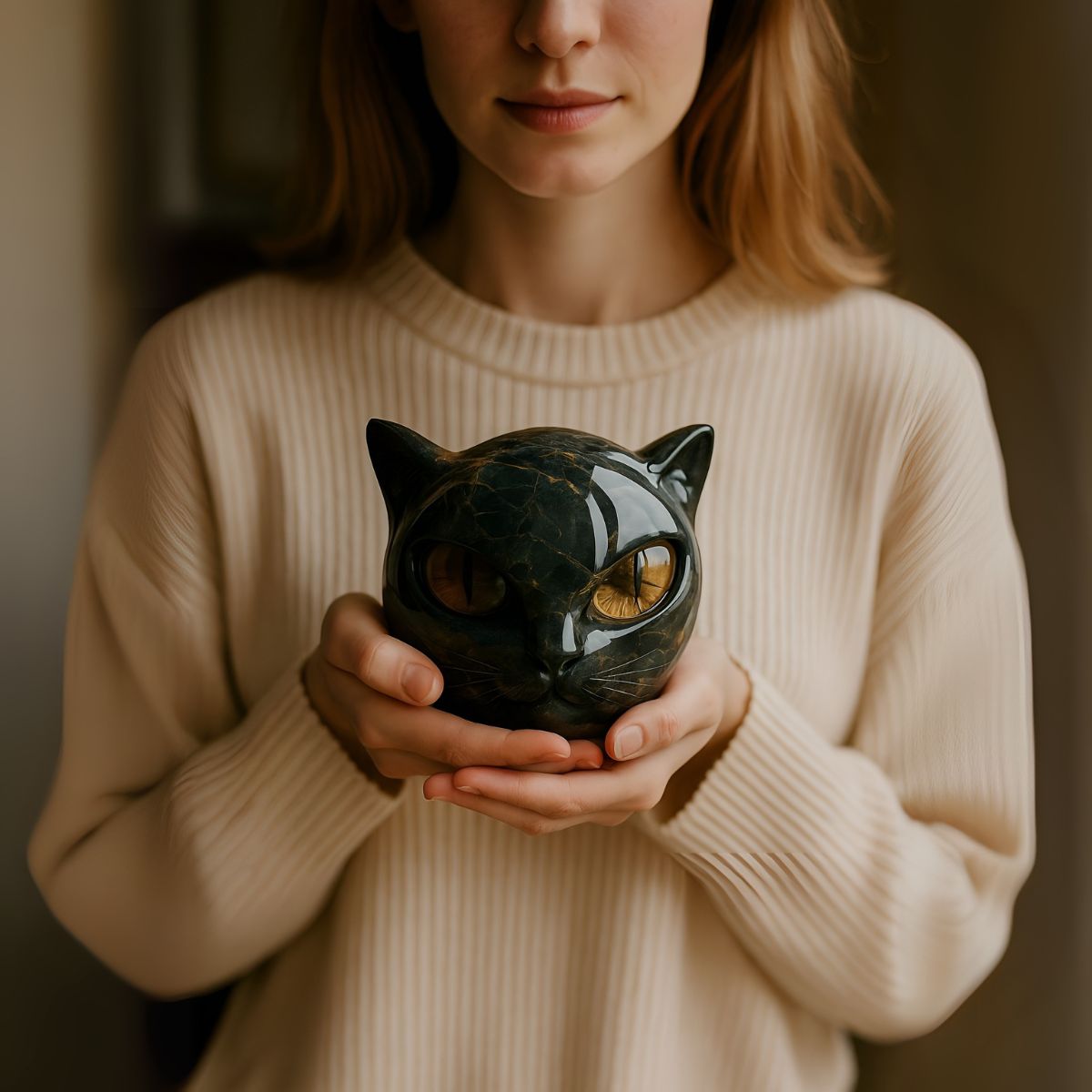 Sfinge – scultura decorativa di gatto nero