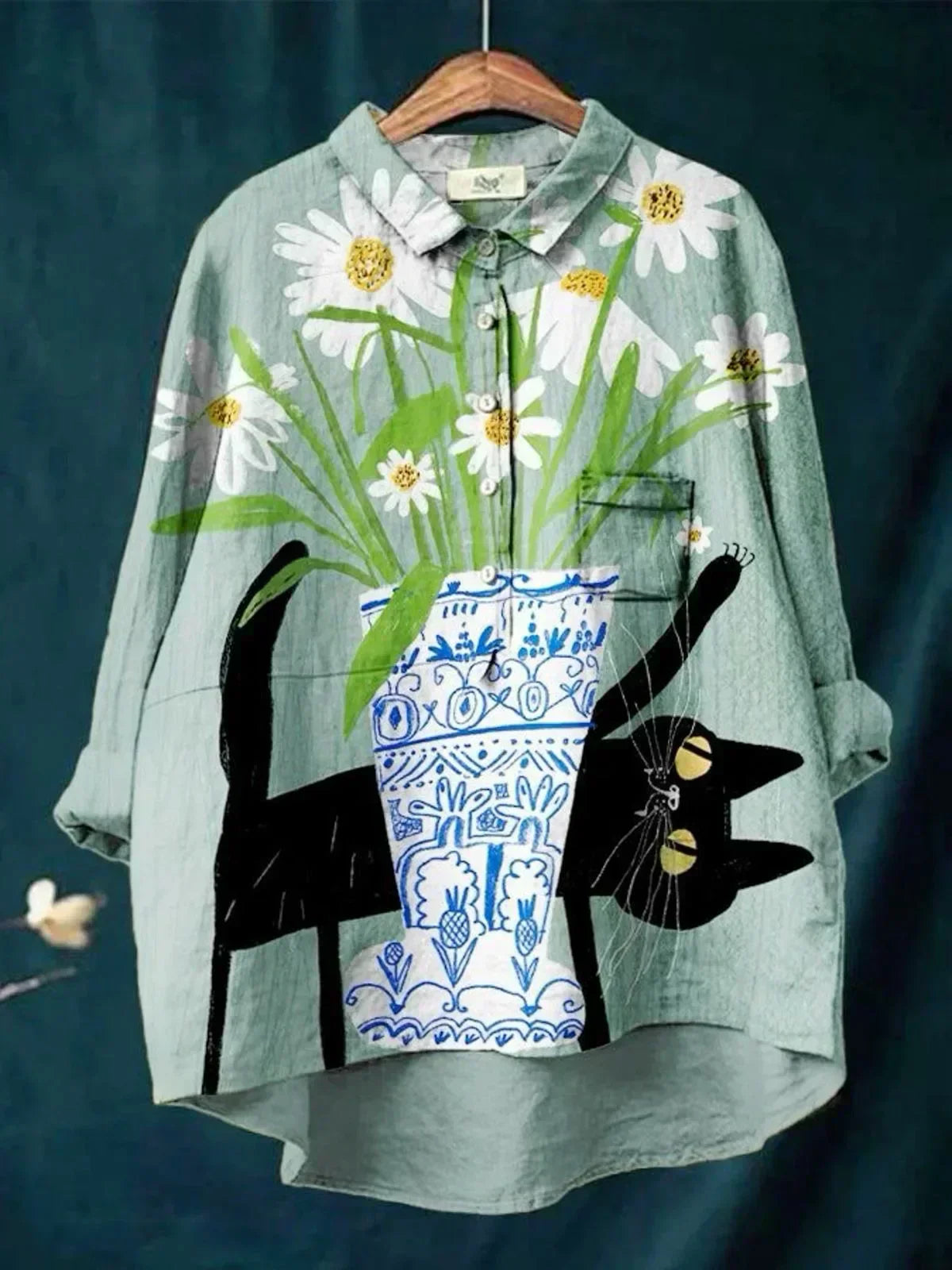 Sofia® | Blusa con stampa di gatti e fiori