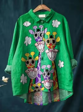 Sofia® | Blusa colorata con stampa di giraffe