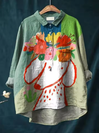 Sofia® | Blusa con stampa floreale e stampa di cani