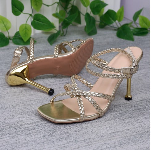 Filicia - Sandali Dorati con Stile Retrò