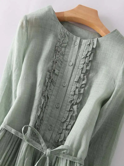 Bianca – Abito retrò con scollo tondo e cintura a lacci