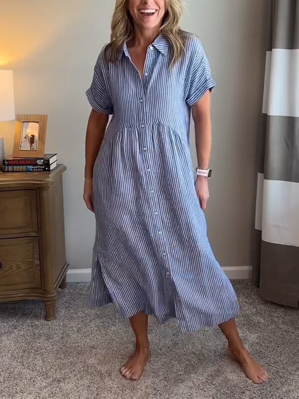 Celira – Abito chemisier a righe con abbottonatura