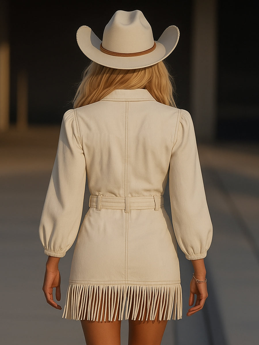 Marivelle – Abito corto con frange