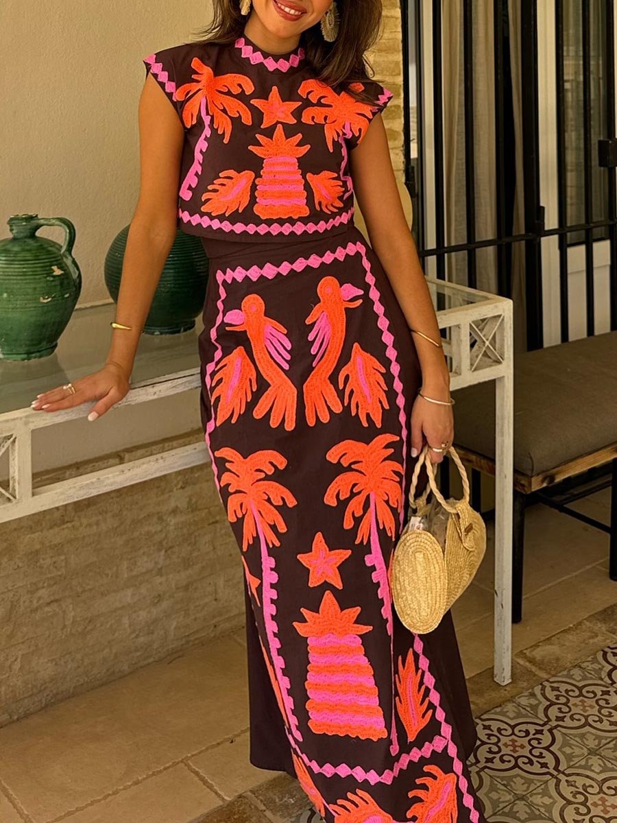 Katia – Completo con Top e Gonna Stampata