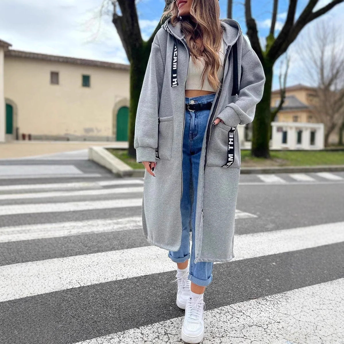 Louisa – Cappotto lungo da donna con apertura frontale