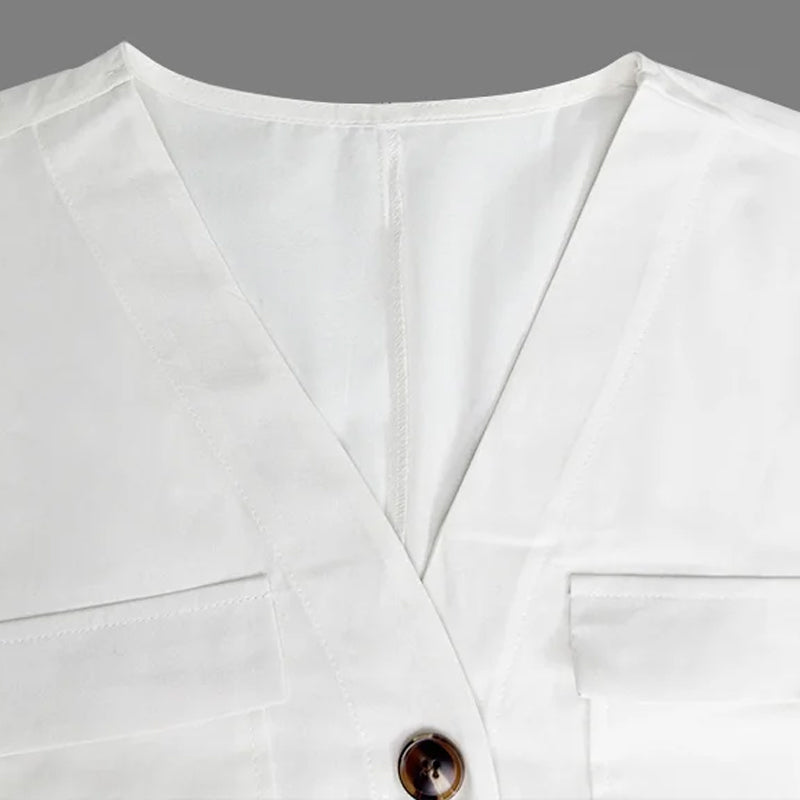 Fammia – Tuta elegante con scollo a V e gamba ampia