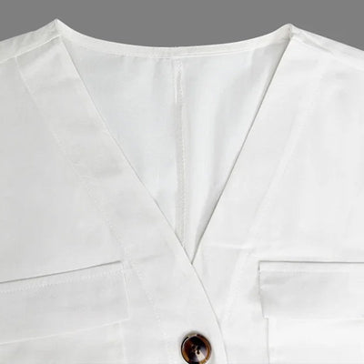 Fammia – Tuta elegante con scollo a V e gamba ampia